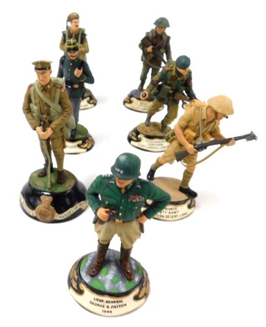 Seven Andrew Stadden cold painted military figures, comprising Princess Patricia's Canadian Light Infantry, Carabinier-Cycliste 1913, Private 5th Army Italian Campaign 1943, Sergeant Retreat from Mons 1914, Royal Marines Commando D-Day Landings June 1944,