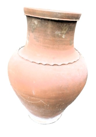 A large terracotta vase or olive jar, 69cm high.