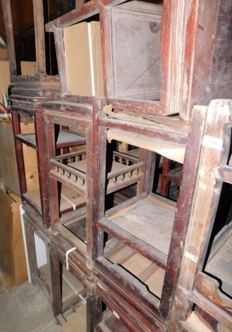 A quantity of late 19th/early 20thC Chinese urn tables, various sizes, designs, etc. (AF)