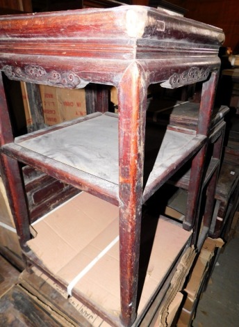 Six late 19th/early 20thC Chinese urn tables, various sizes and designs.