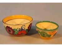 Two Clarice Cliff Bizarre pattern Gay Day small bowls