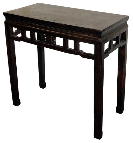 A Chinese altar table, with carved frieze, 82cm high, 87cm wide, 44cm deep.