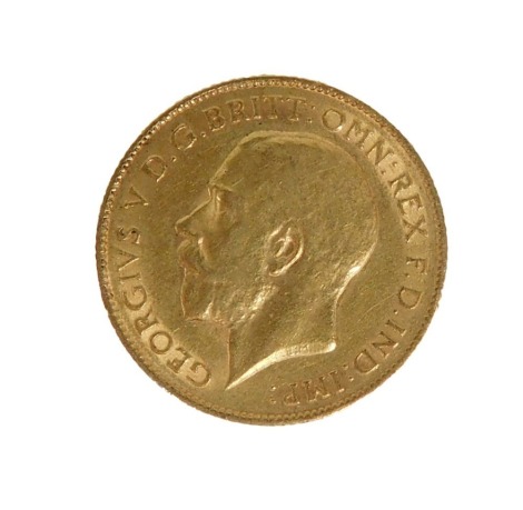 A George V gold half sovereign, 1911.