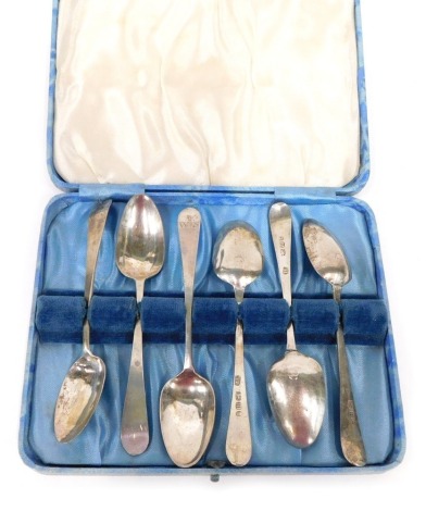 A set of six George III silver teaspoons, by John Lambe, Old English pattern 1787, 2oz, in associated box.