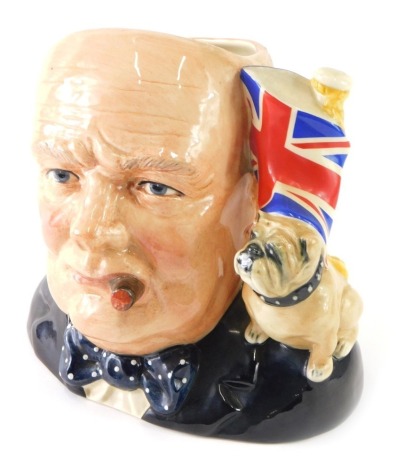 A Royal Doulton character jug Winston Churchill, character jug of the year 1992, printed marks beneath, large 17cm high.