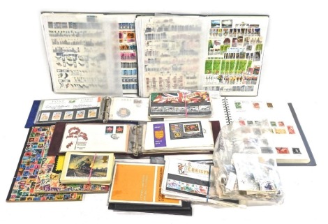 Various stamps, Commonwealth, an album and two stock albums, comprising Australian, New Zealand General Commonwealth Collection, various first day covers, Jersey, and others, and a quantity of mixed world stamps, German State, Russian Army, etc. (a quanti