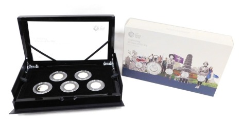 A Royal Mint Celebrating Fifty Years of The Fifty Pence British Culture proof coin set, to include Kew Gardens proof, no. 1108, cased in outer box with paperwork.