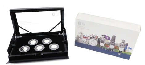 A Royal Mint Celebrating Fifty Years of The Fifty Pence British Culture proof coin set, to include Kew Gardens proof, no. 1086, cased in outer box with paperwork.