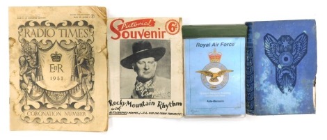 Britain's Royal Air Force, RAF Ground Defence training manual, Radio Times Coronation Number and pictorial souvenir Rocky Mountain Rhythm.