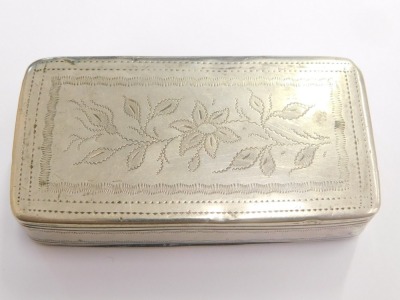 An 18thC cut steel snuff box, of oblong form, hammered and studded with a floral pattern, with plain interior, 7cm wide. - 2