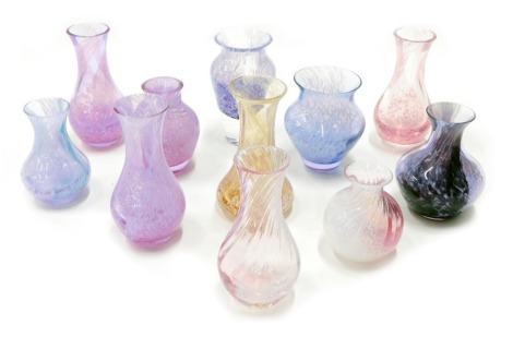 Various Caithness style swirl glass vases, 10cm high, etc. (a quantity)