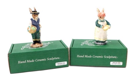 A Beswick figure Gardener Rabbit, limited edition number 783/2000, printed marks beneath, 15cm high, and another Mrs Rabbit Baking. (2, boxed)