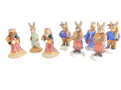 Various Bunnykins figures, Royal Doulton Events 2004 Summer Lapland figure, various others similar, printed marks beneath. (8)