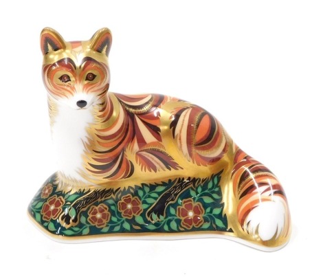 A Royal Crown Derby paperweight ornament Devonian Fox Cub, Signature Edition of 1500 for Govier's, gilt stopper, printed marks beneath, 9cm high.