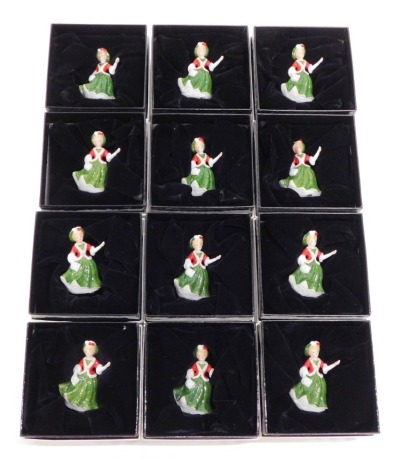 Various Royal Doulton miniature figures, Yuletide Memories, M255, printed marks beneath, 6cm high. (12, boxed)