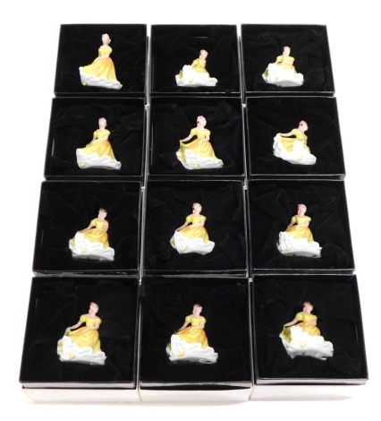 Various Royal Doulton miniature figures, Ninette, M206, printed marks beneath, 6cm high. (12, boxed)