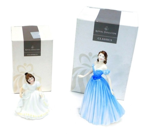 A Royal Doulton Classics figure Deborah, HN4468, printed marks beneath, 22cm high, and a further figure of a girl. (2, boxed)