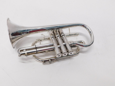 A Boosey & Hawkes Besson 700 cornet, with three valves, 35cm long, cased. - 3