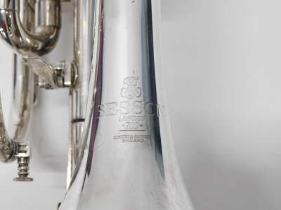 A Boosey & Hawkes Besson 700 cornet, with three valves, 35cm long, cased. - 4