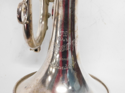 An F & B Besson New Standard cornet, three valves, 32cm long, cased. - 4