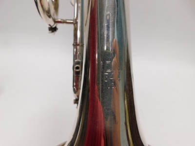 A Conn 34A cornet, with three mother of pearl finished valves, 37cm long. (cased) - 4