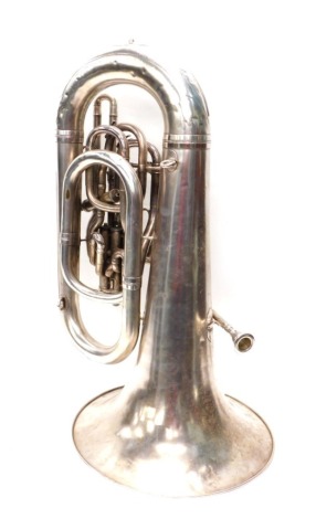 A Boosey & Hawkes Imperial tuba, with three valves, 93cm high, with mouthpiece. (cased)