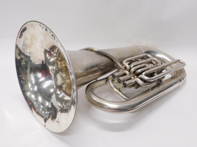 A Boosey & Hawkes Imperial tuba, with three valves, 93cm high, with mouthpiece. (cased) - 4