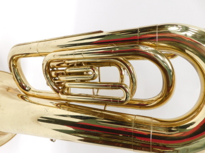 A brass JP177 baritone tuba, with three valves, with mouthpiece, 68cm high, in fitted case. - 3