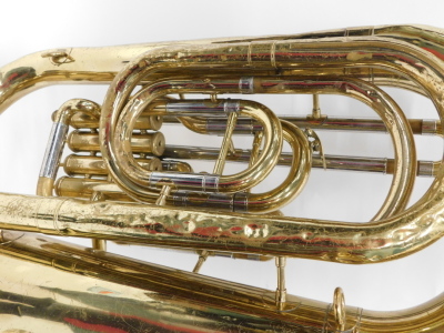 A Yamaha YE3 321 EB brass tuba, with chrome mount, 90cm high, with separate mouthpiece. (cased) - 2