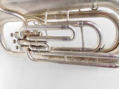 A Boosey & Hawkes Regent Marching tuba, with three buttons, 82cm high, in canvas case. - 2