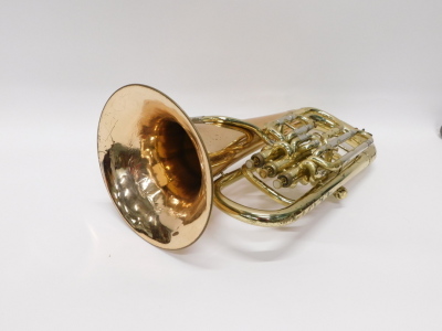 A Concesto brass euphonium, with chrome mounts and three valves, 72cm high, with separate mouthpiece. (cased) - 4