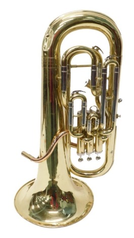 A JP374 brass euphonium, with chrome mounts, three valves, 59cm high. (cased)