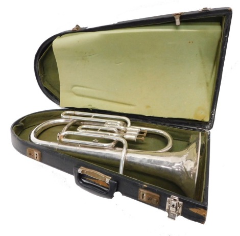 A Barratt's of Manchester euphonium, with three valves, 62cm high, with separate mouthpiece. (cased)