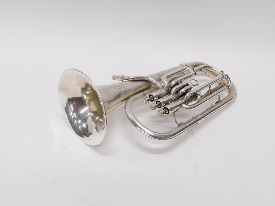 A Besson FB New Standard euphonium, with three valves, 42cm high