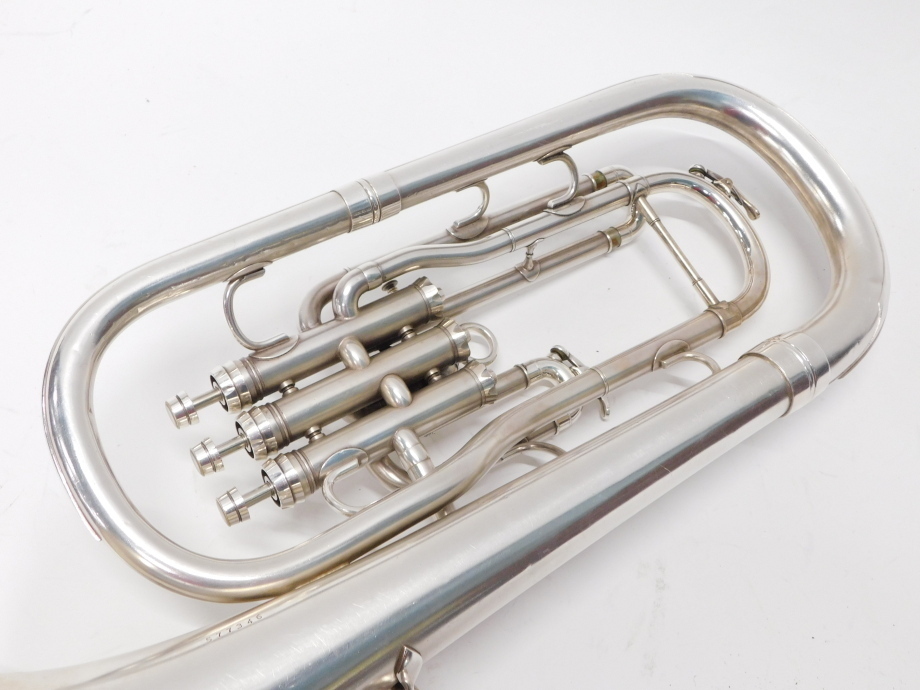 A Besson FB New Standard euphonium, with three valves, 42cm high