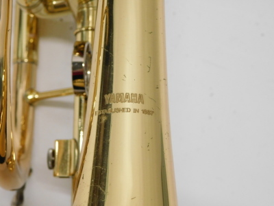 A Yamaha brass cornet, with three valves, 36cm long. (in Yamaha case) - 4