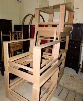 Five various beech armchair frames, This lot is located at Oundle, Near Peterborough, PE8, viewing and collection by appointment only by calling our Lincoln office 01522 524984.