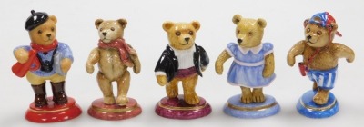 Five Halcyon Days porcelain Teddy Of The Year figures, to include 1994, 1996, etc., boxed. - 2