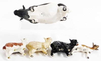 A Beswick matt Friesian bull, CH Coddington Hilt Bar, together with four Beswick calves. (5) - 2