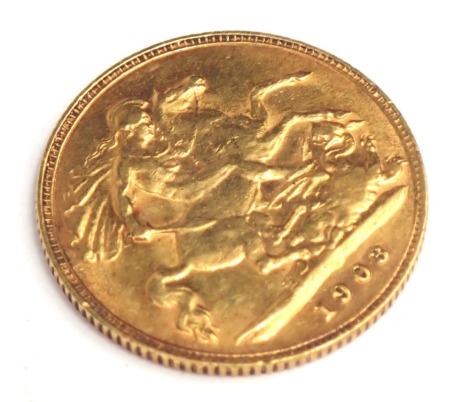 An Edward VII gold half sovereign, dated 1903, 4g.