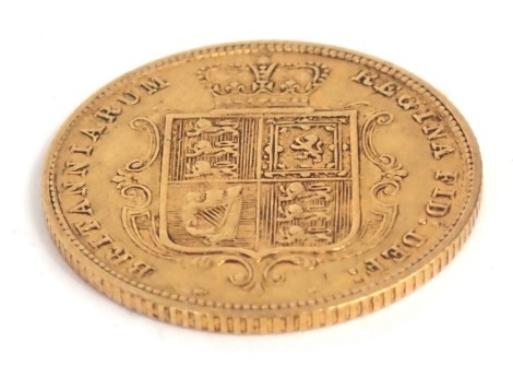 A Queen Victorian young head gold half sovereign, dated 1883, 4g.