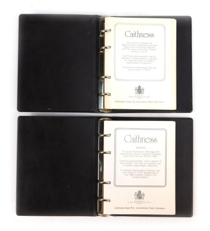 Two Caithness Collectors Guide paperweight ring binders, volumes 1 and 2.