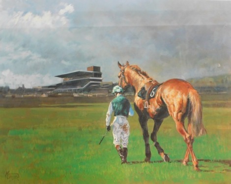 After Malcolm Coward. The Long Way Home, signed limited edition print number 432, also signed by jockey Declan Murphy, 39cm x 45cm.