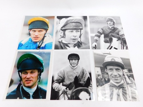 Various horse racing related photographs, of jockeys, trainers, etc., some bearing signatures, to include Anthony Tory, Tom Taaffe, Phil Tuck, Richard Davis, J Etherington, Erwin Schindler, etc.