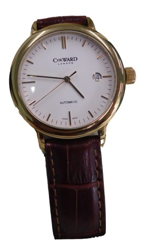 A CHR Ward of London gentleman's automatic wristwatch, with openwork movement, numbered 1271, and date aperture, boxed.