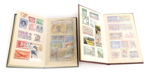 Two small stamp stockbooks, each containing world stamps to include Australia, Nigeria, United States, Commonwealth, etc.