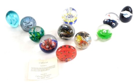 A collection of Caithness and other paperweights, to include millefiori, some name, boxed., etc.