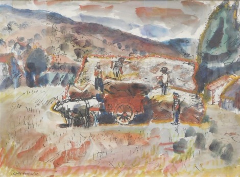 George Hooper (1910-1994). Farming scene, watercolour, signed and dated (19)58, 56cm x 75cm.