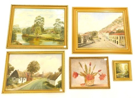 C L Whittaker (20thC School.) Five oil on boards, scenes of Colliano in Italy, 40cm x 58cm, etc. each in gilt frame. (5)