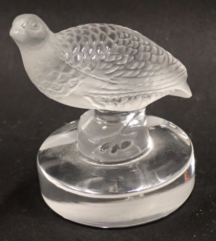 A Lalique grouse place card holder, 7cm high.